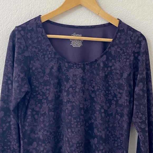 Soma Tunic Top Size Medium Dark Purple Black Shark Bite Hem - Picture 2 of 3